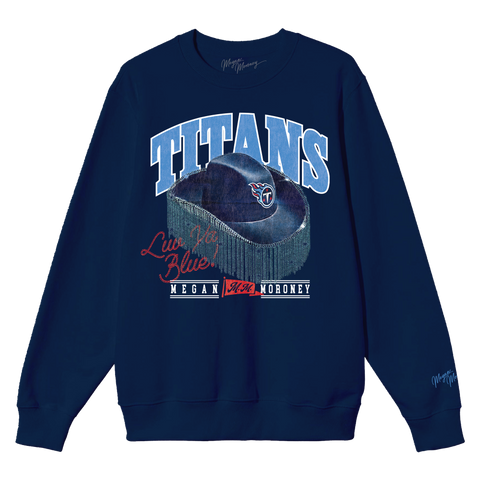 Exclusive Megan Moroney x Tennessee Titans Cowgirl Hat Crewneck Navy